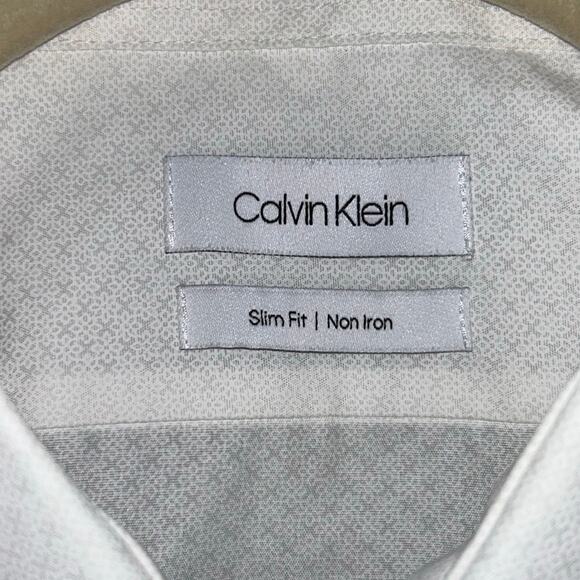 Saks Fifth Ave & CK Slim-Fit Men's Button Down Shirts 16.5 x 34/35 white & blue - Picture 5 of 13